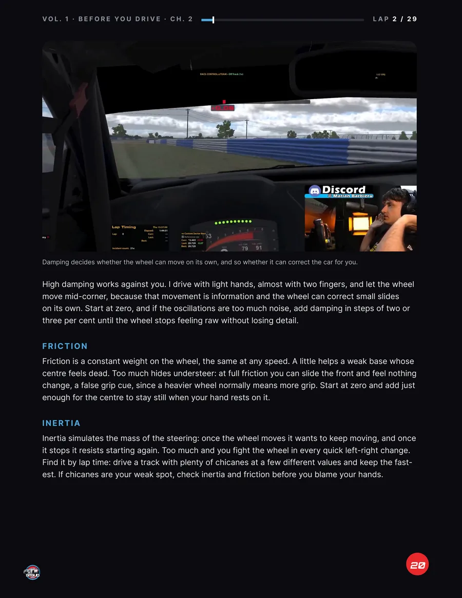 Damping, friction and inertia: The Science of Sim Racing, page 20