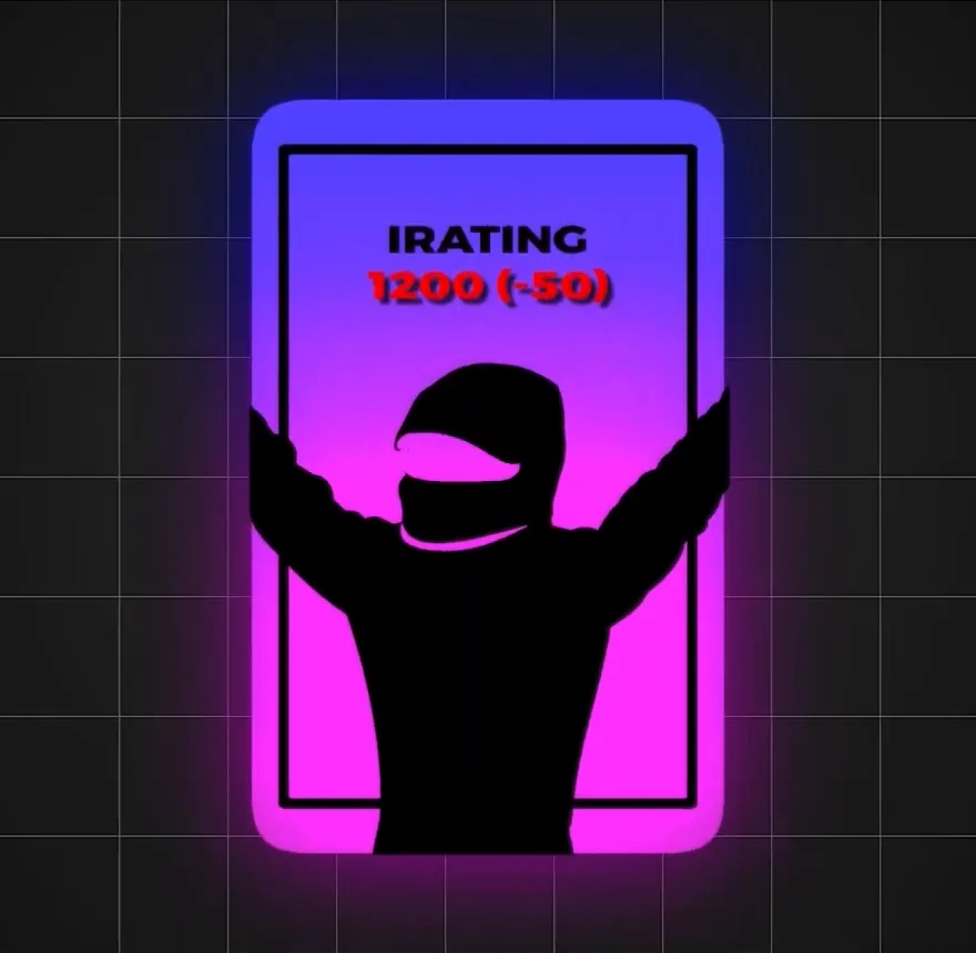 一个手机屏幕显示积分 1200，旁边是红色的负五十，这就是开启 iRating 陷阱的那次损失。