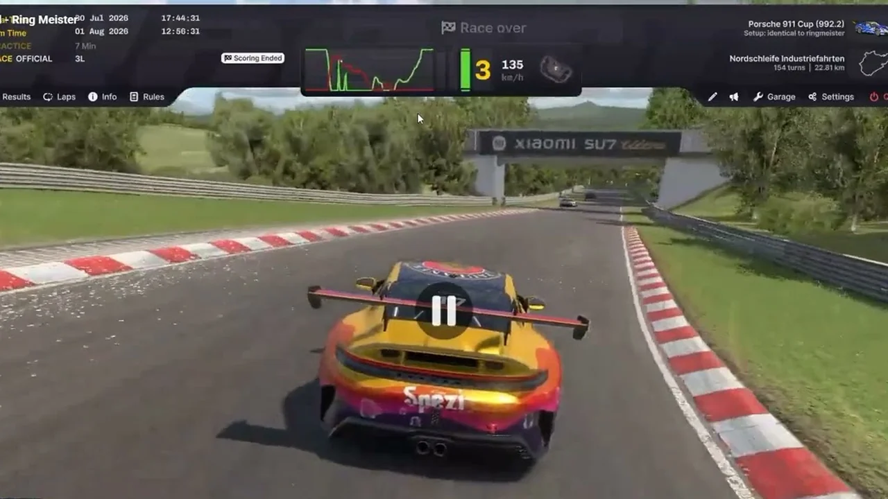 Replay of a Porsche 911 Cup on the Nordschleife &mdash; the lap under review