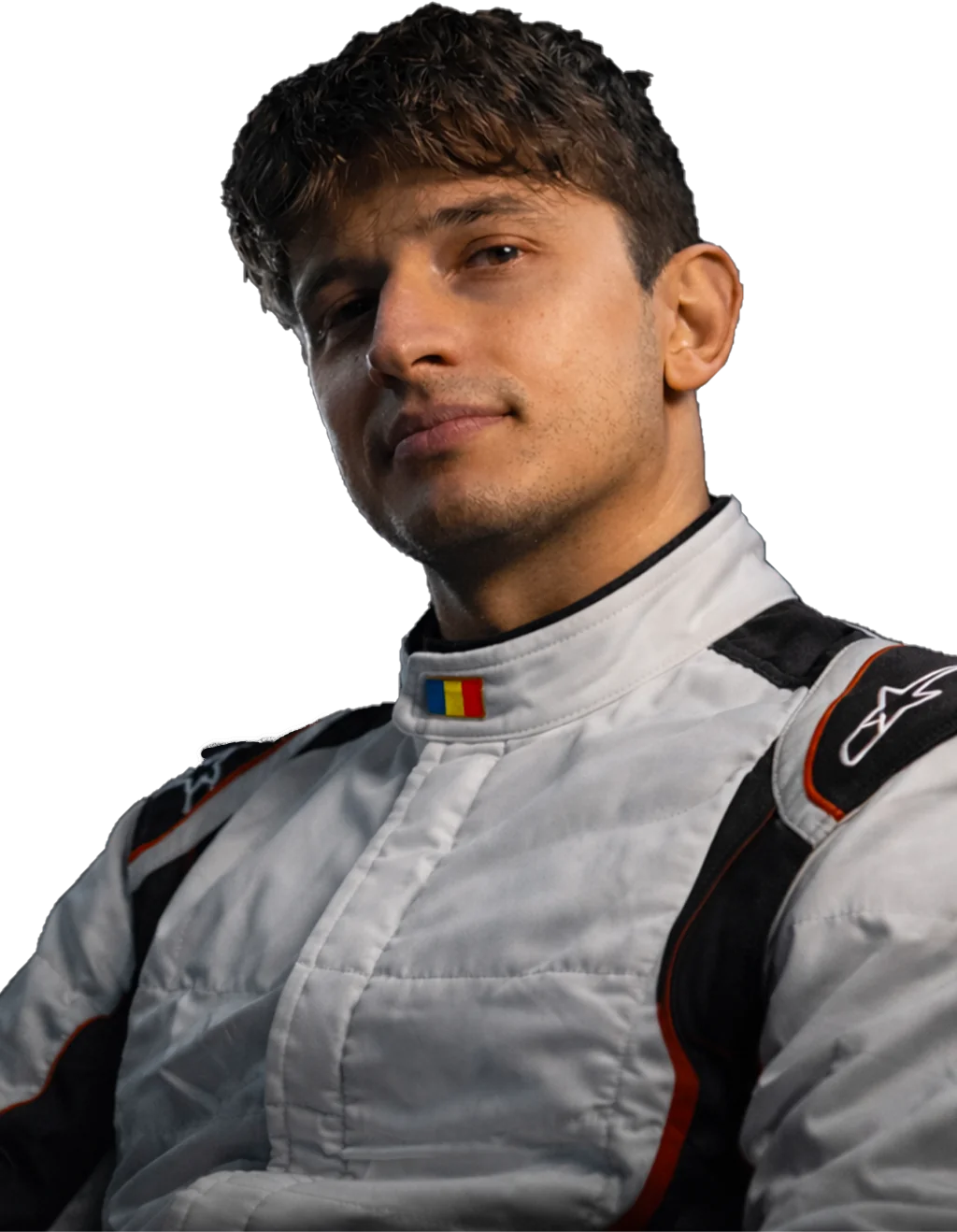 Marian Barbieru, founder and lead coach, in a race suit